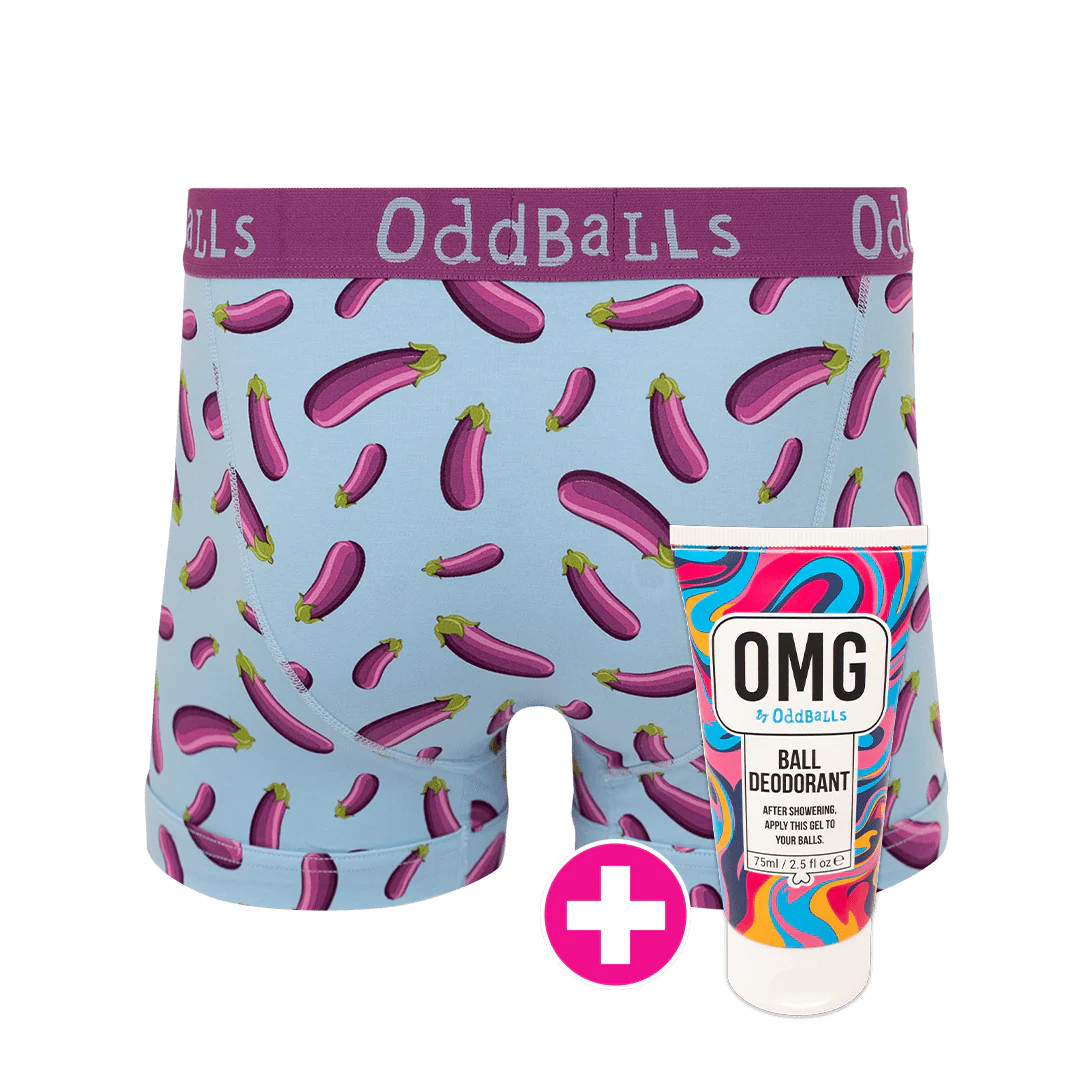 Aubergine emoji® - Mens Boxer Shorts & Ball Deodorant Bundle - Image 2
