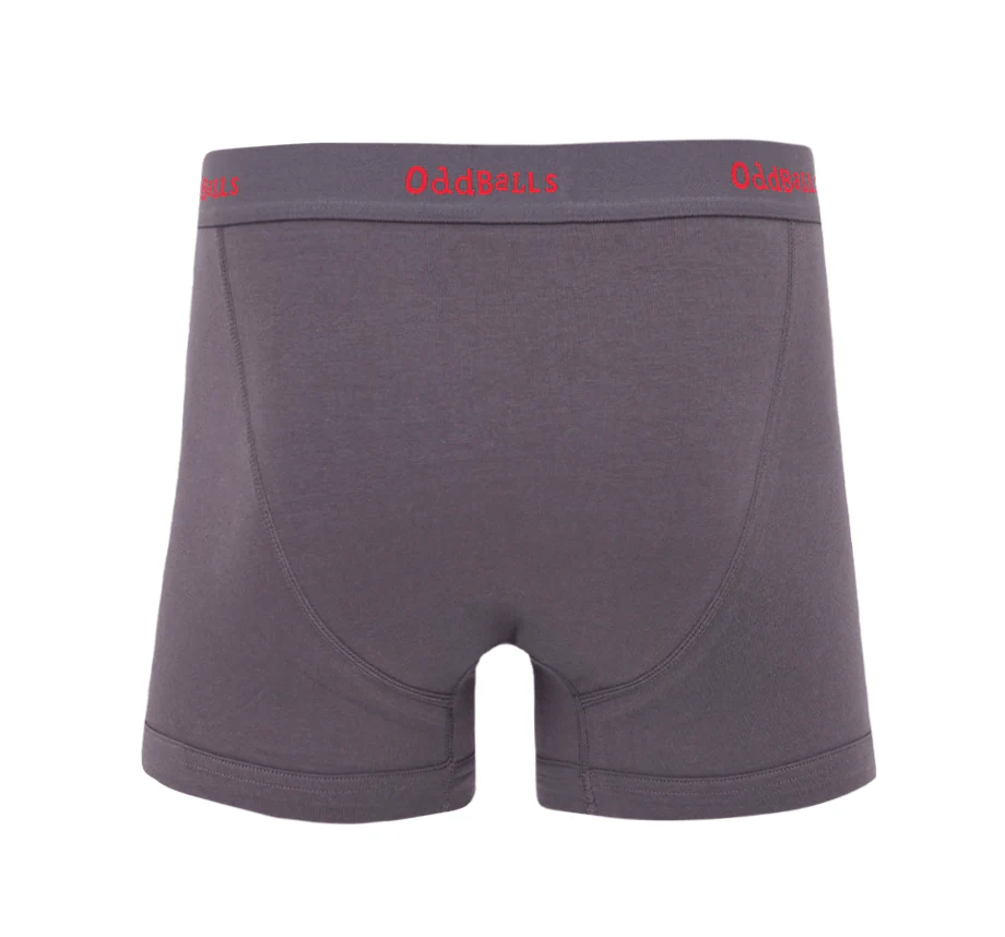 Charcoal & Red - Mens Cotton Boxer Shorts - Image 2