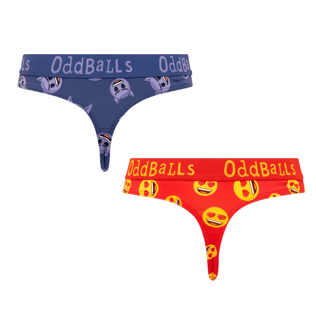 Devil & Love Heart Eyes Bundle - Ladies Thong 2 Pack Bundle
