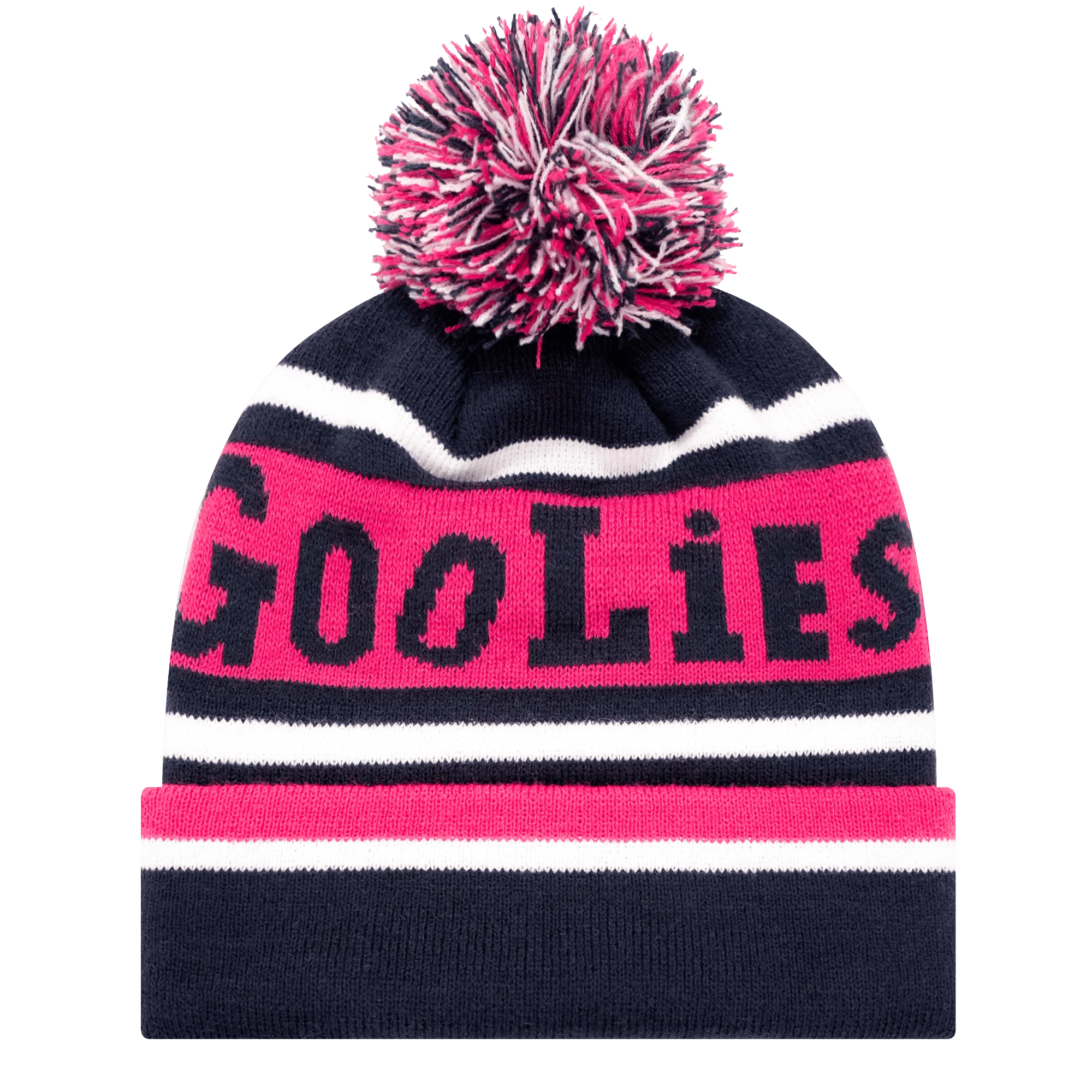 Navy|Pink|White - Kids Bobble Hat
