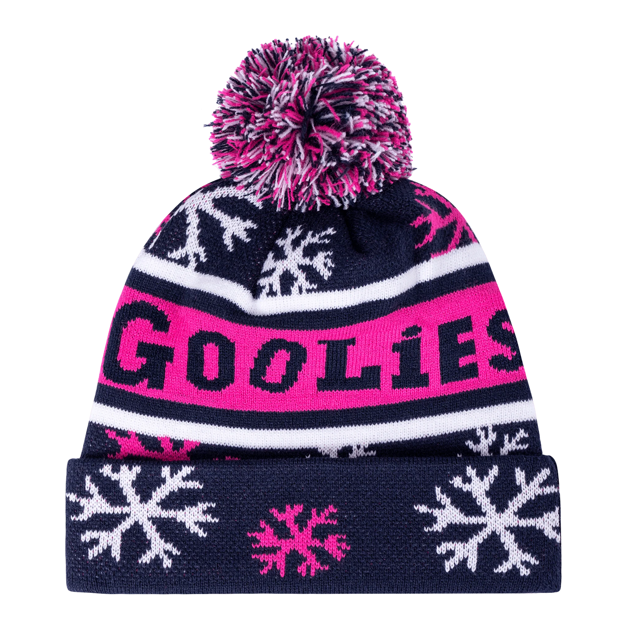 Navy | White | Pink - Kids Bobble Hat - Christmas Edition