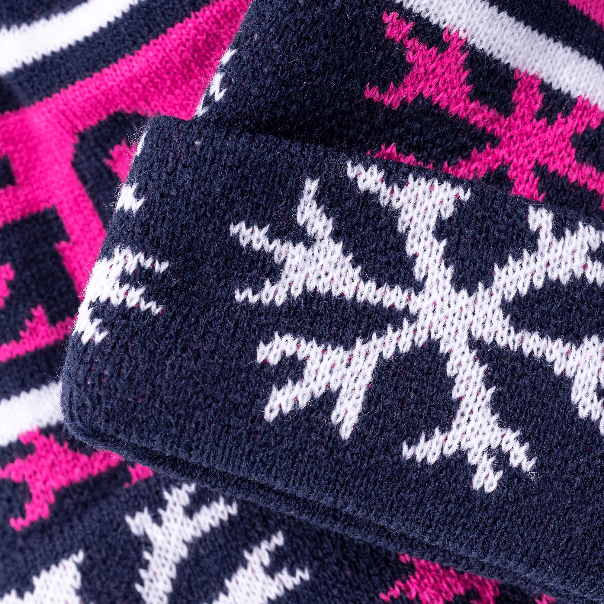 Navy | White | Pink - Kids Bobble Hat - Christmas Edition - Image 2