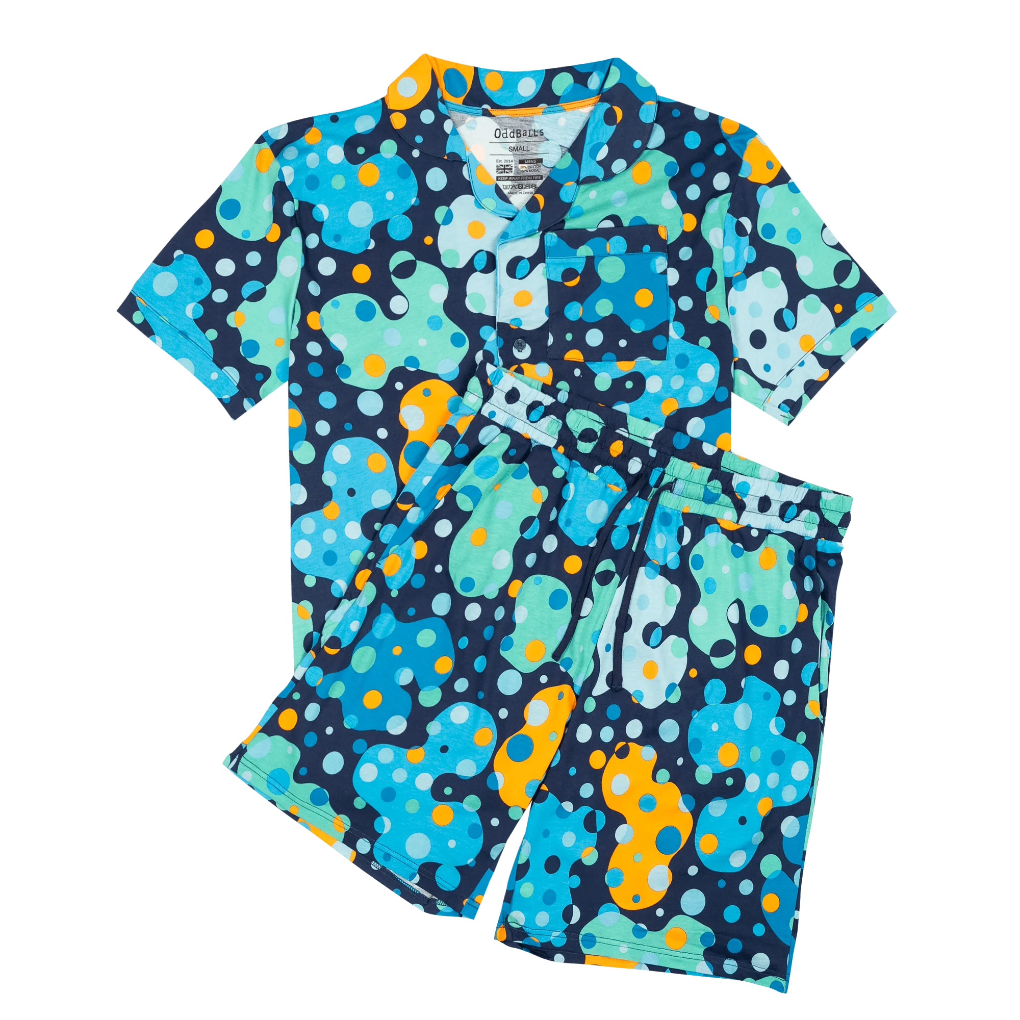 Space Balls - Modal Men's Short Button Up Pyjamas Set