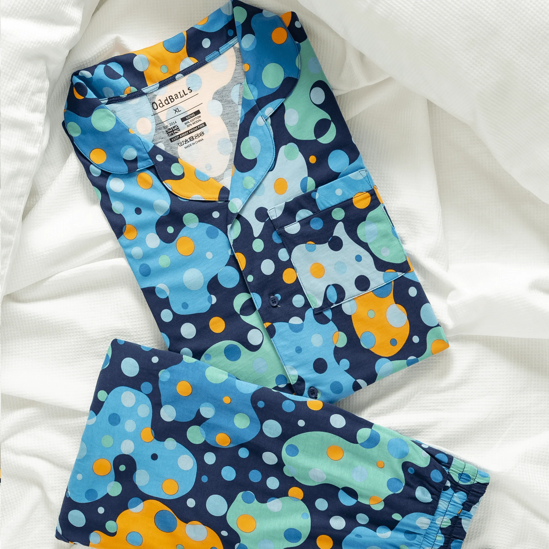 Space Balls - Modal Men's Short Button Up Pyjamas Set - Image 2