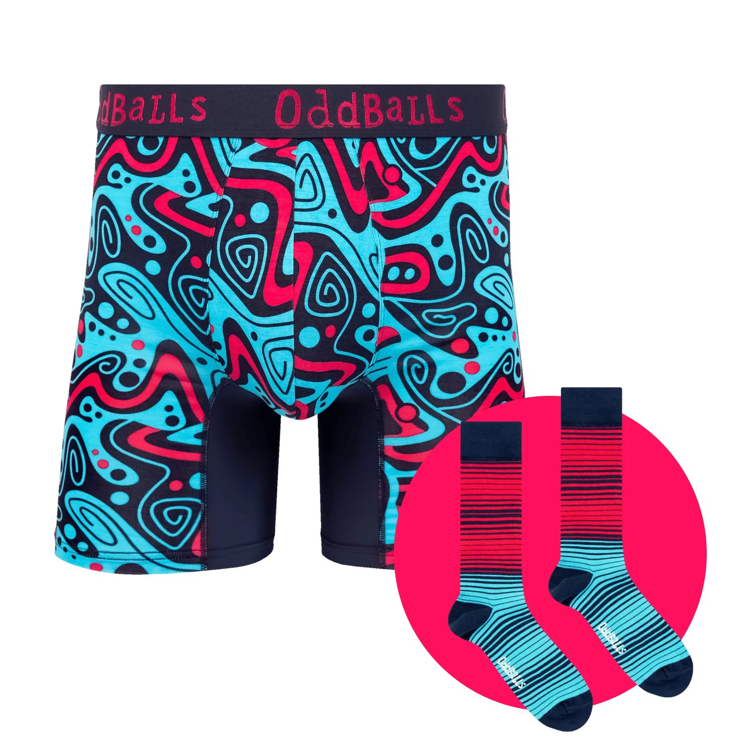Tidal Wave - Mens Bamboo Boxer Shorts & Matching Sock