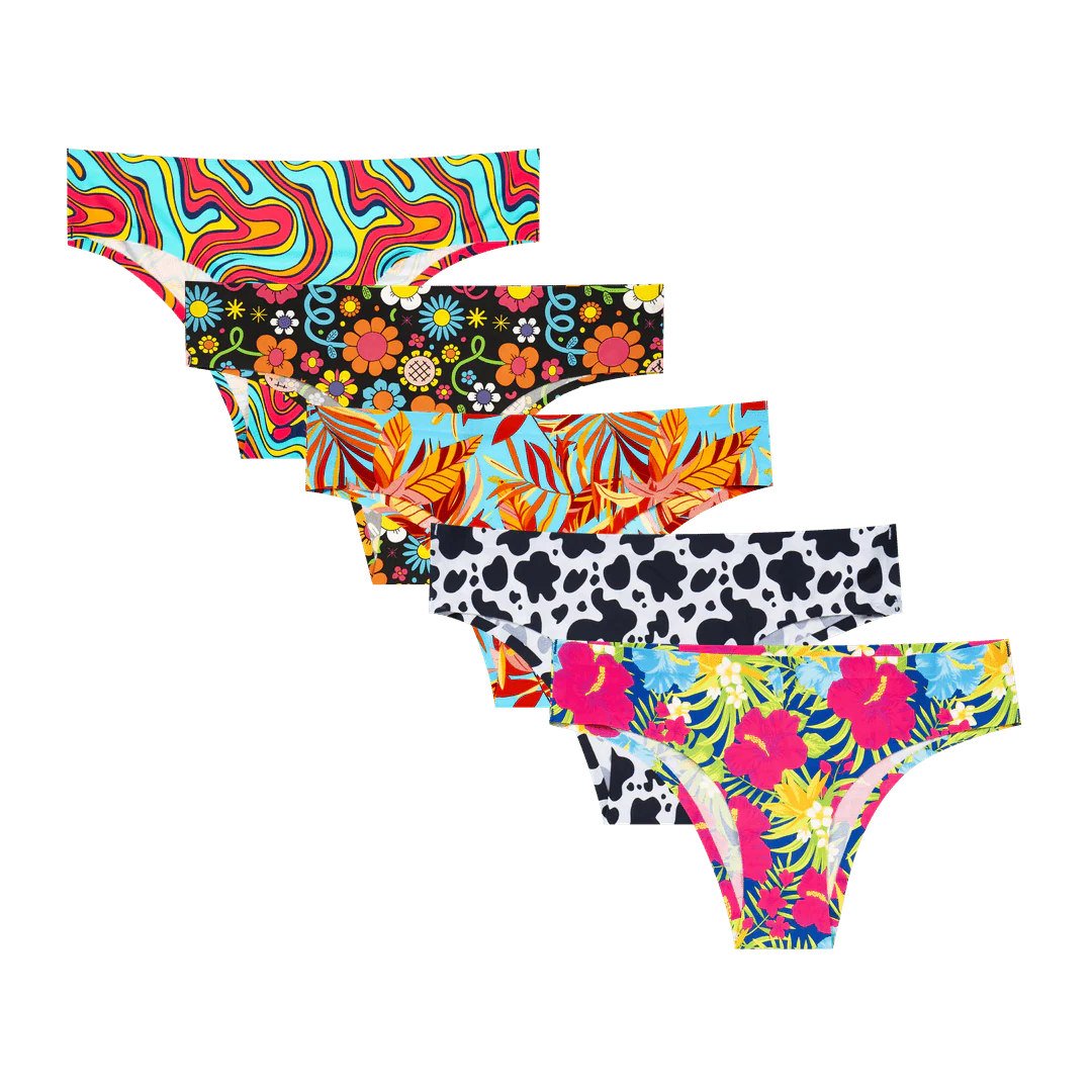 Wild Bunch Bundle - Ladies Seamless Brazilian Briefs 5 Pack Bundle