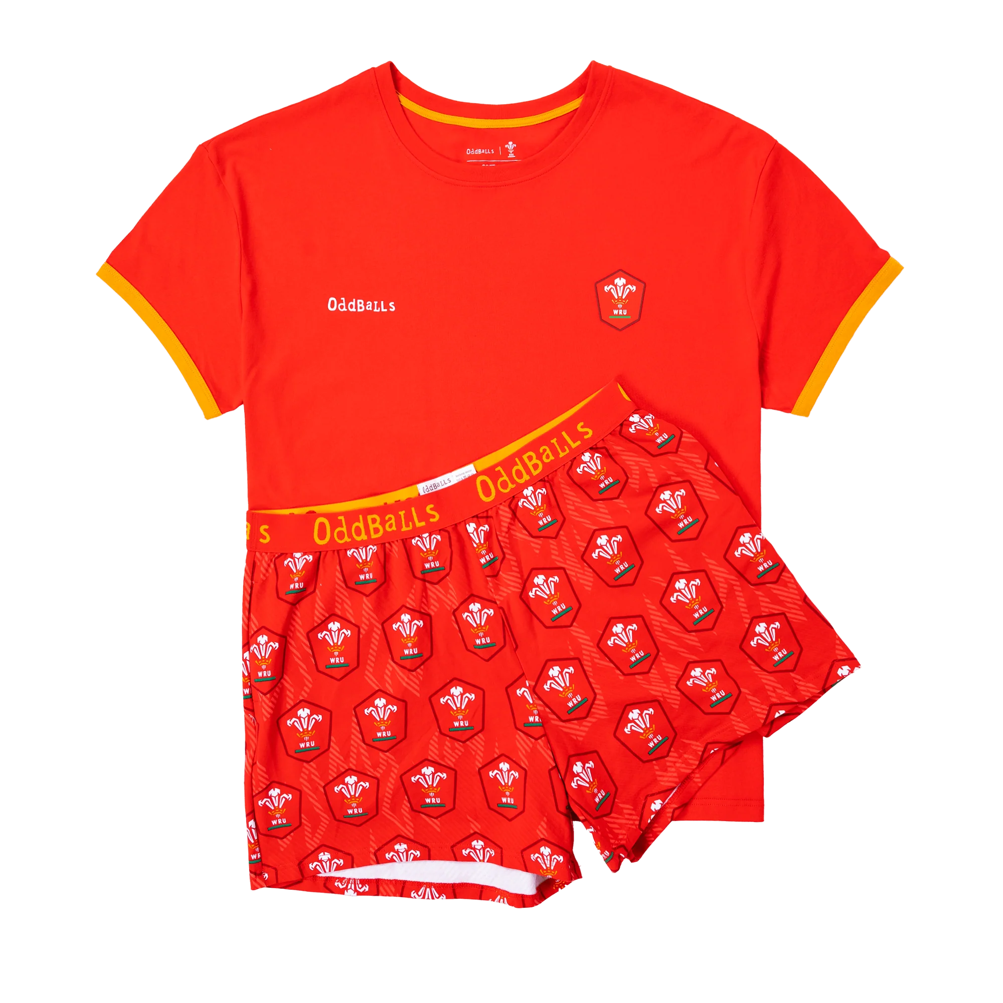 Womens Pyjamas - Welsh Rugby Union Home - Shorts & T-Shirt